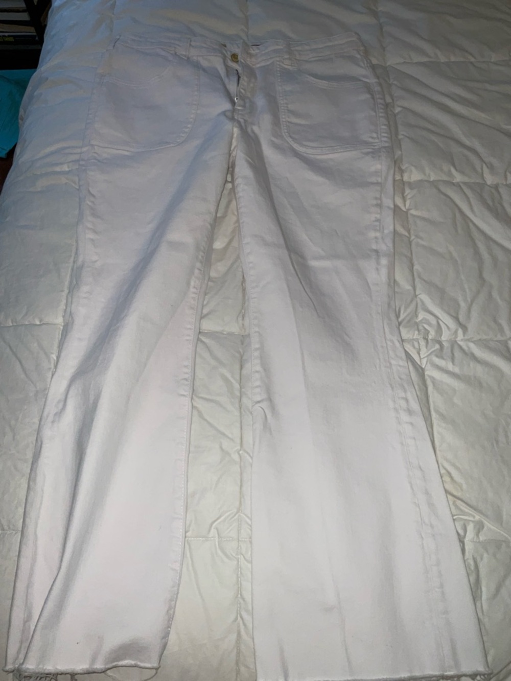Anthropologie White Wide-Leg Flare Jeans